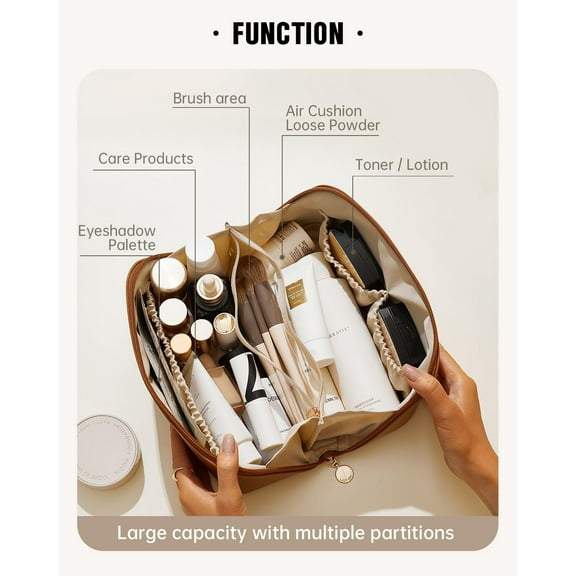 Large Capacity Waterproof Travel Makeup Bag with Multiple Pockets for Women