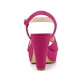 thumbnail image 2 of BLISSFUL STEP Women's Fashion Platform Strap Slingback Chunky Heel Open Toe Sandals HotPink 7.5, 2 of 7