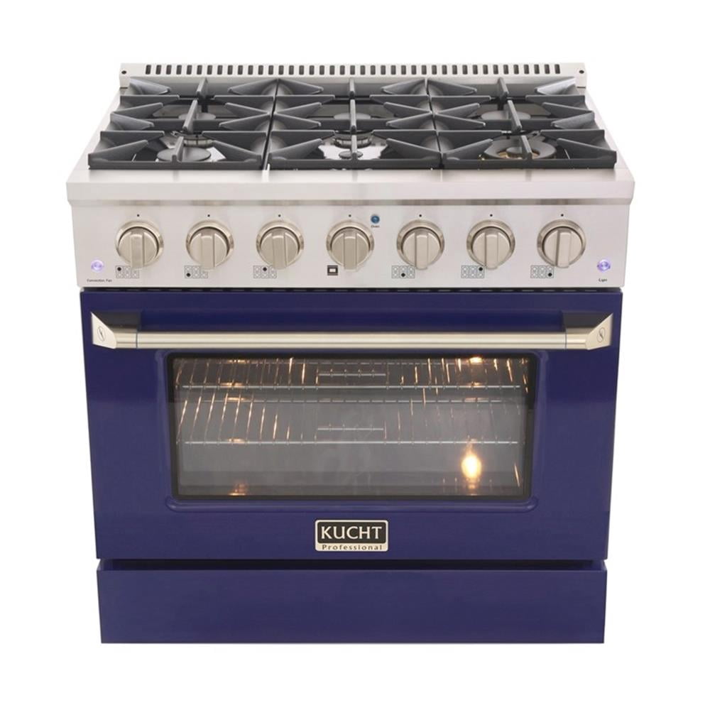 Pemberly Row 36" 5.2 cu. ft. Dual Fuel Range Propane Gas Sealed Burners in Blue