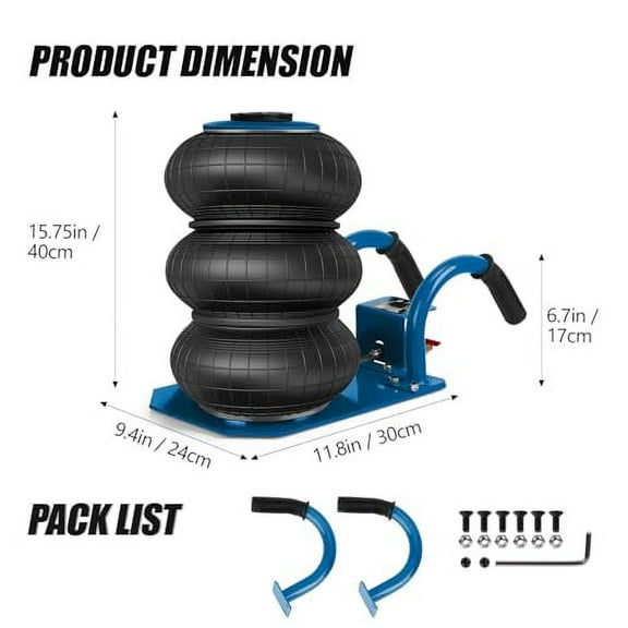 TUFFIOM Air Jack, 3 Ton/6600 LBS Pneumatic Jack, Triple Air Bag Jack Lift, Fast Lifting Air Jacks w/Short Handle for Cars Lifting Repair, Heavy Duty Air Jacks Lift Up to 15.75 Inch