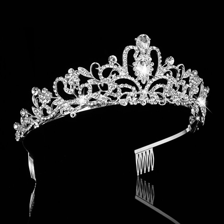 Meijiashe 2pcs Crown Rhinestone Tiara Birthday Headband