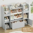 thumbnail image 5 of Hiphuta Kids Bookcase Toy Storage Organizer, Wooden Toy Organizer of 4 Bins& 2 Removable Drawers for Home Bedroom, Kids Bookshelf Toy Box with Book Rack, Gray, 5 of 8