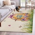 thumbnail image 2 of Rectangle Area Rug 4x6ft, Easter Egg Polka Dot Non-Slip Non-Shedding Floor Mat, Spring Flower Butterfly Retro Linen Washable Sturdy Carpet for Living Room Bedroom Home Decor, 2 of 9