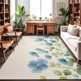 Area Rug 5x7ft Blue Flower Washable Area Rugs for Living Room Retro ...
