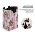 thumbnail image 3 of Yayeee Freestanding Laundry Hamper with Handle Collapsible Large Storage Basket for Clothes, Pink Gingerbread Houses, 3 of 7