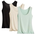 thumbnail image 2 of Trgacdwlo 3 Pack Tank Top Women Slim Fit Stretchy Basic Layering Tops for Everyday Wear Sleeveless Scoop Neck Women Undershirts, 2 of 9