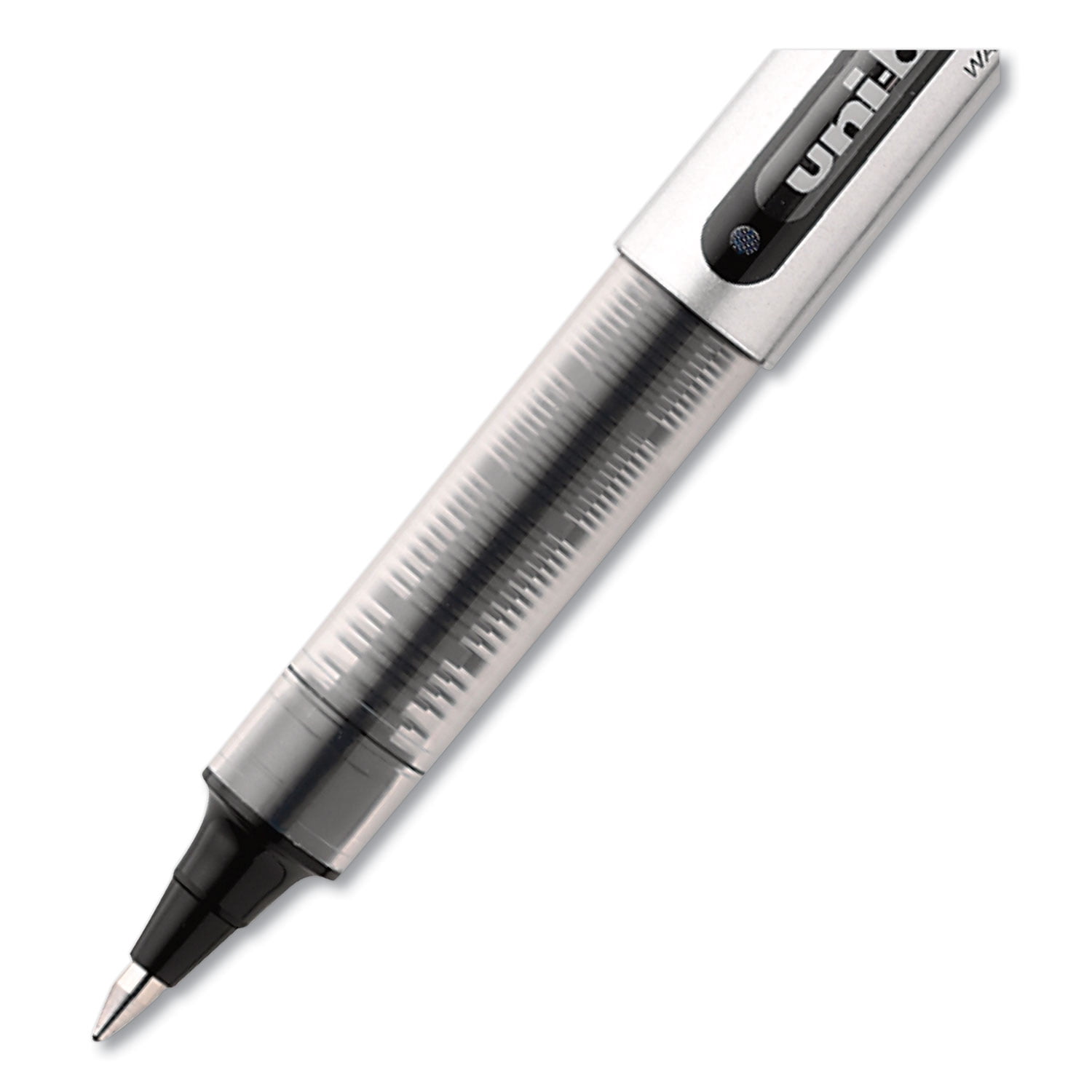 VISION Roller Ball Pen, Stick, Fine 0.7 mm, Black Ink, Silver/Black/Clear Barrel, 36/Pack | Bundle of 2 Packs