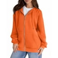 thumbnail image 2 of Inglocry Zip Up Hoodie Women Y2k Oversized Sweatshirt Casual Long Sleeve Jacket Lightweight Fall Winter Fashion Hoodies Clothes with Pockets Saffron M, 2 of 5