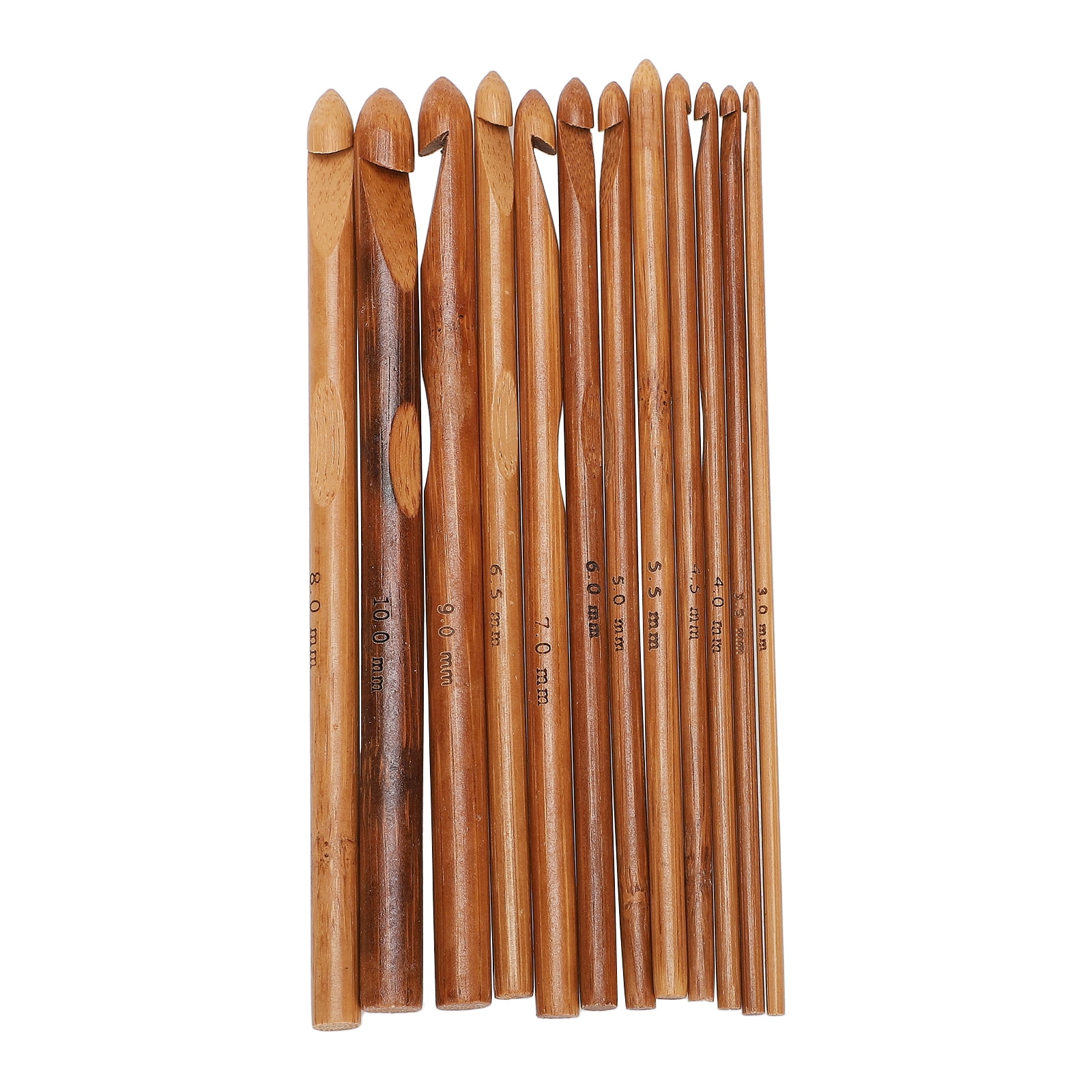 Hestya 15 Pieces Wooden Bamboo Crochet Hooks Set Handcrafted Knitting Needles Weave Yarn Craft 3 to 25 mm in Diameters