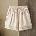 thumbnail image 6 of ShaoRunShi Plus Size Shorts for Women Drawstring Waist Linen Shorts Summer Casual Beach Lounge Shorts, 6 of 6