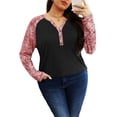 thumbnail image 3 of Gleelist Womens Plus Size Long Sleeve Henley Tops V Neck Casual Loose Fit Shirts Blouses Trendy Clothes XL-5XL, 3 of 8