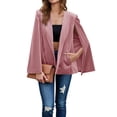thumbnail image 3 of Women's Velvet Cape Blazer Jackets Casual Split Long Sleeve Open Front Coat, 3 of 5