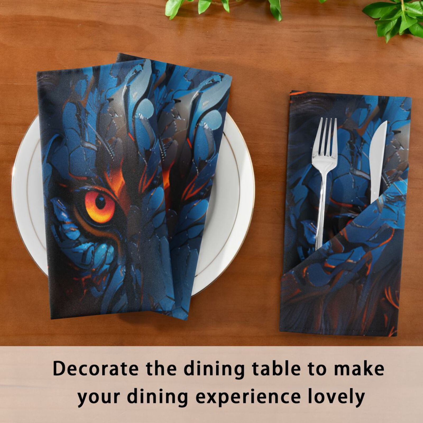 JSTEL Leopard Panther Cloth Napkins Set of 6, 20x20 Inch Washable and Reusable Napkin for Decoupage Dinner Party Everyday Use