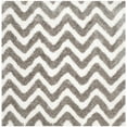 thumbnail image 5 of SAFAVIEH Barcelona Carmella Chevron Stripes Shag Area Rug, Ivory/Silver, 5' x 5' Square, 5 of 5