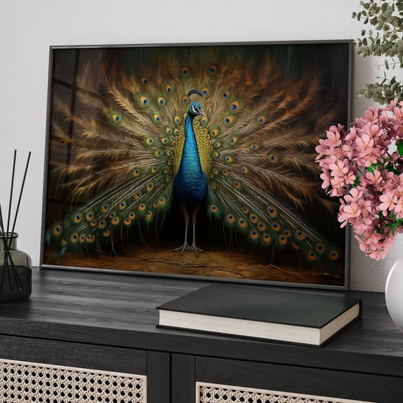 Antique Peacock Wall Art, Elegant Vintage Living Room Decor, Unframed Paper Print Size 8x12