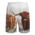 thumbnail image 6 of Kll Scottish Highland Cow Men'S Casual Summer Beach Shorts Hawaiian Shorts With Pockets-Medium, 6 of 9