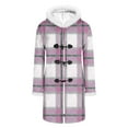thumbnail image 5 of Coats for Women Long Sleeve Hooded Christmas Plaid Color Button Loose Casual Jacket,Womens Coats Plus Size Pink XXL, 5 of 6