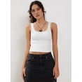 thumbnail image 6 of Prettady Women'S Tank Tops Cute Slim Fitted Ribbed Knit Lace Camisole Top Summer Square Neck Sleeveless Going White XS, 6 of 7