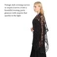 thumbnail image 2 of Amaiiu Women Solid Shawl Skin Friendly Scarf Elegant Lace Sheer Hollow Tassel Scarves Long Mesh Yarn Wedding Shawls for Party Evening Black, 2 of 6