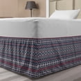 thumbnail image 1 of Mexican Print Bed Skirt, Ancient Kingdom Inspired Motifs, Elastic Bedskirt Dust Ruffle Wrap Around for Bedding Decor, 4 Sizes, Eggplant Multicolor, by Ambesonne, 1 of 2