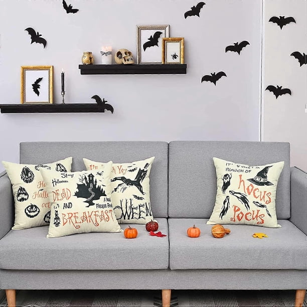 SZTXJ 3 Pack Halloween Hand Skeleton Cushion Covers, 18" x 18" Sofa Decorative Pillow Case, Halloween Decor, Indoor Outdoor Decorative Pillowcase