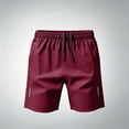 thumbnail image 3 of Mens Casual Shorts Lightweight Quick Dry Athletic Training Running Shorts Elastic Waist Drawstring Breathable Summer Beach Travel Shorts Wine 3XL, 3 of 5