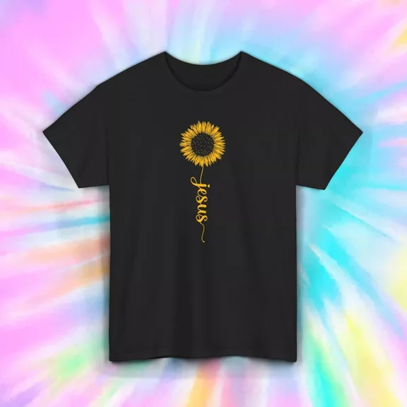 Hot Trending T-Shirt With Jesus Sunflower T-Shirt Christian Faith Floral Graphic Religious Gift Design Preview Only