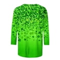 thumbnail image 4 of St. Patrick's Day T-Shirt for Women Four Leaf Clover Tree Graphic Crewneck Three Quarter Sleeve Loose Fit Festive Holiday Tee, 4 of 5
