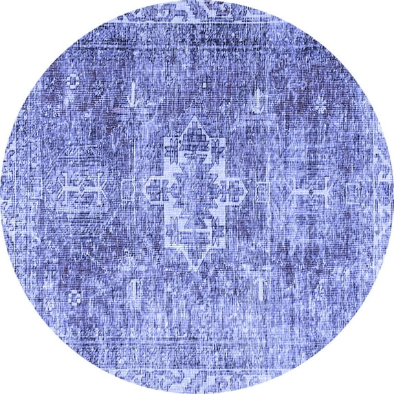 Ahgly Company Machine Washable Indoor Round Persian Blue Traditional Area Rugs, 6' Round