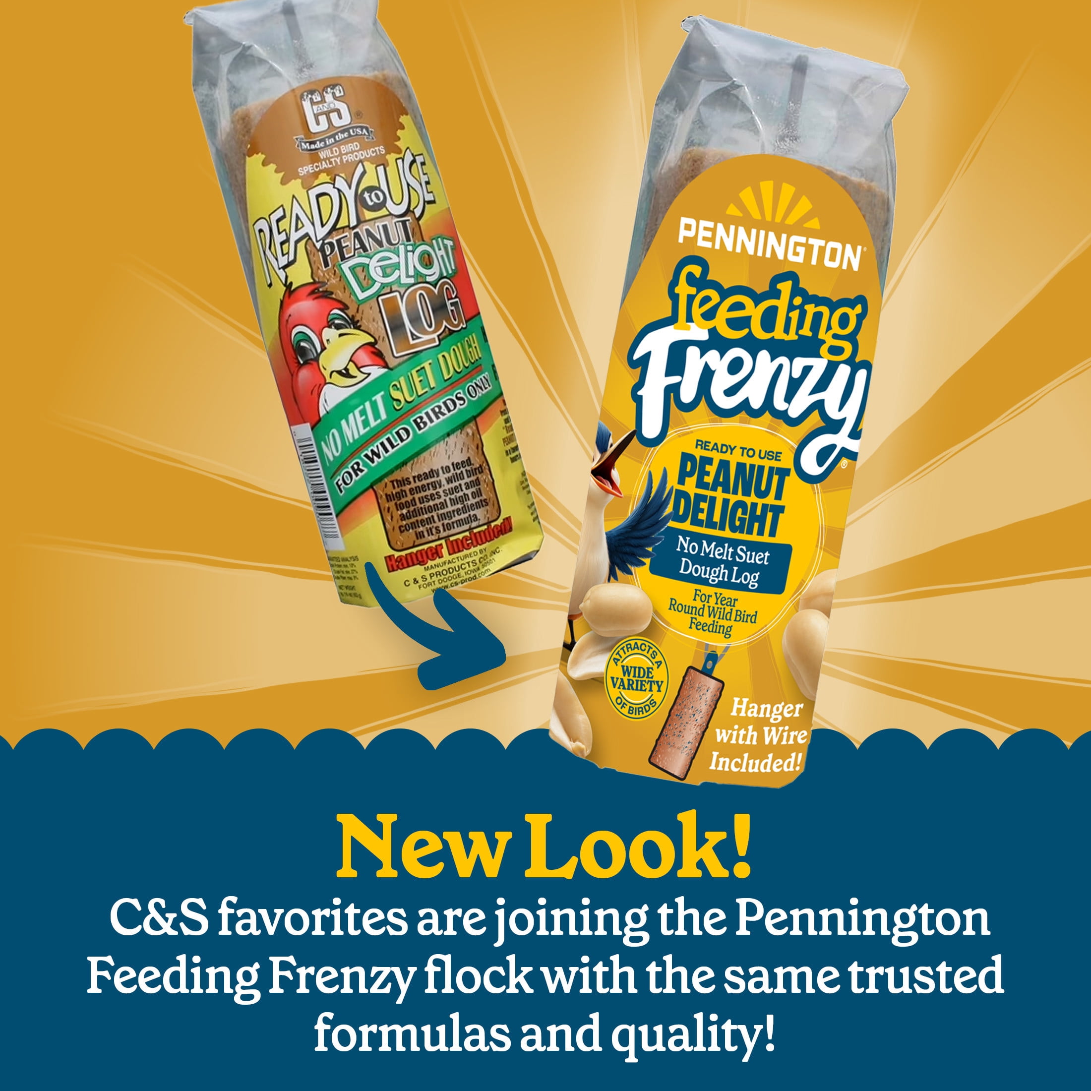 Pennington Feeding Frenzy Peanut Delight Suet, 1 lb Log, Wild Bird Food, 1 Pack, Fresh