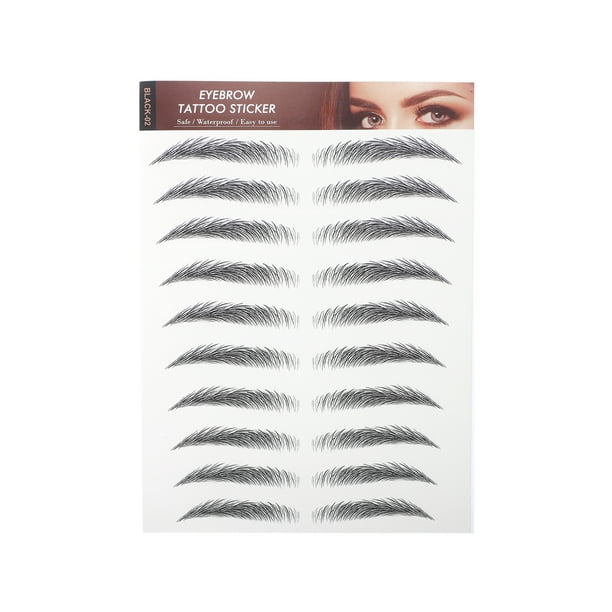 Tatuaje de cejas de simulación única para mujeres 1 pieza horizontal, negro