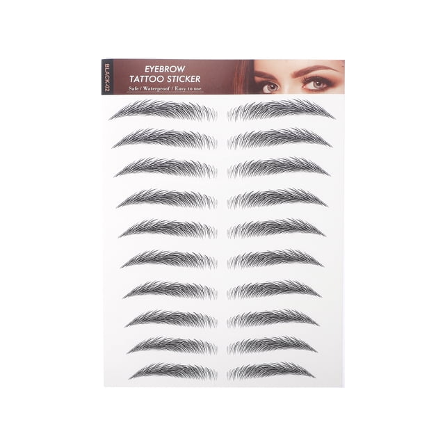 Unique Bargains Tatouage Simulation Sourcils pour Femmes 1 Pce Horizontal, Noir
