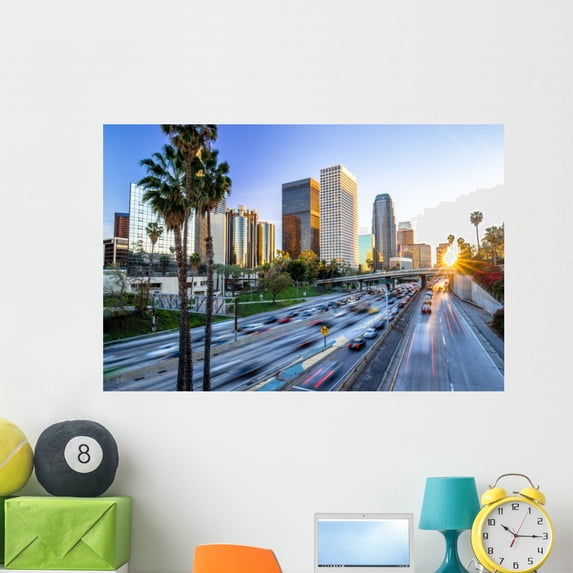 Los Angeles Downtown Buildings Wall Mural Decal Sticker, Wallmonkeys ...