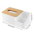 thumbnail image 2 of Clearance! Under $10 Multifunctional Desktop Tissue Box Simple Household Wooden Cover Paper Box with Compartmental Remote Control Stationery Tissue Sto, 2 of 7