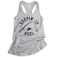 thumbnail image 1 of Keepin' It Reel Tank Top, Ladies Racerback Tank Top, Fishing Tank, Fish Pun Tank, Fisherman Tank, Silver Gray, Medium, 1 of 3