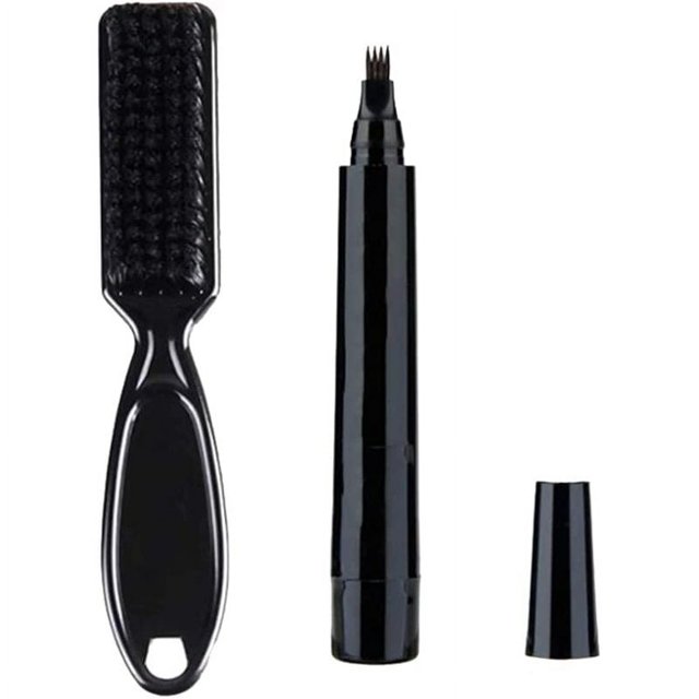 Whataatahia Bart Bartfüller Stift, Langlebiger Wasserdichter Füllstift, M?nner 4-Spitzen Bartfüller Weiche Bürste Gesicht Kotelett Schnurrbart Reparatur Form Nachwachsen Stift