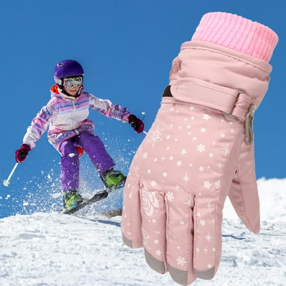 TIMIFIS Bike Gloves Toddler Girls Boys Snow Gloves Kids Ski Winter Gloves Rose Embroidery Windproof Children Warm GlovesSki Gloves - Baby Days