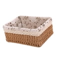 thumbnail image 6 of Woven Storage Basket Rural Fabric Weaving Handmade Desktop Storage Basket for Organizing Shelves Bedroom Bathroom Medium Size 22x16x10cm Khaki, 6 of 12