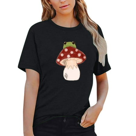 

ASEIDFNSA Long Sleeve Corset Tops for Women Cotton Long Sleeve T Shirts for Women Women S Cute Shirt Mushroom Shirt Top Short Sleeve Casual Print T Shirt