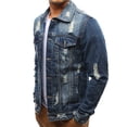 thumbnail image 4 of hgsbede Men's Button Solid Color Hole Vintage Denim Jacket Tops Blouse Coat, 4 of 5