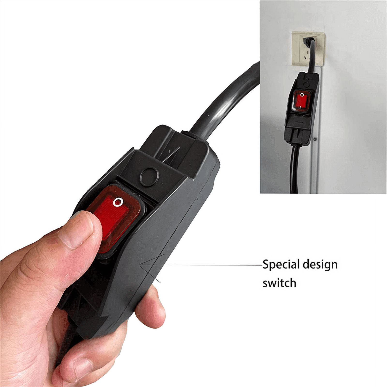 3 Prong Extension Cord with Waterproof Switch, 1875W Heavy Duty Extension Cord with Switch, 14AWG 1.5FT, 1 Pack US Plug