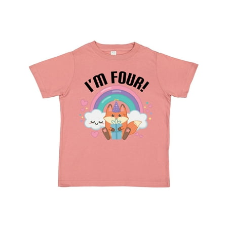 

Inktastic 4th Birthday Fox Cute Girls Gift Toddler Toddler Girl T-Shirt