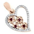 thumbnail image 4 of 10K Rose Gold Reddish Ruby Round Diamond Love Heart Pendant 0.65" Charm 1/8 CT., 4 of 6