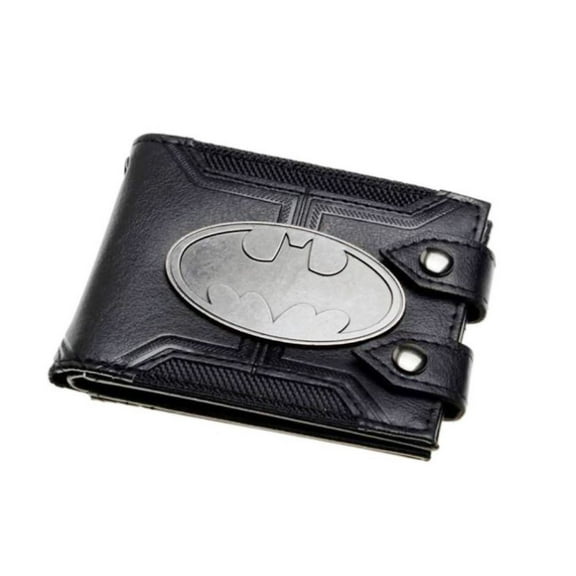 Batman Metal Bat Wing Logo Black Snap close Bi-Fold Wallet
