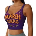 thumbnail image 2 of Goofa Mardi Gras2 Printed Sports Bras for Women, High Impact Running Bra Workout Crop Tank Tops Longline Sports Bra Push up-Small, 2 of 9