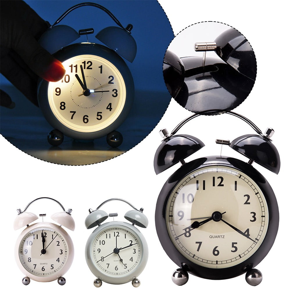 KDJ Vintage Alarm Clock Twin Bell Extra Loud Battery Classic Backlight Bedroom Decor - for Home Decor