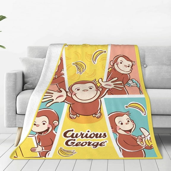 Curious George 11 Bed Blankets Lightweight Flannel Throws Blankets All Seasons Blankets For Sofa Bed Travel Camping 60"*80"