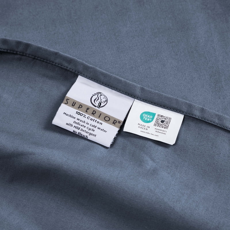 Superior Apus 100% Cotton 15" Deep Pocket Sheet Set, Queen, Denim Blue