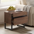 thumbnail image 5 of WAMPAT 2 Pack Nightstand with 2 Drawers for Bedroom, Modern Bedside Table with Black Square Iron Leg, Wood Rustic Side End Table for Living Room,Brown, 5 of 9