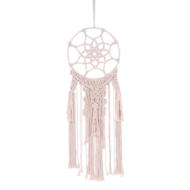 Atrapasueños macramé tejido tapiz colgante de pared hecho a mano Boho Chic bohemio apartamento dormitorio decoración del hogar